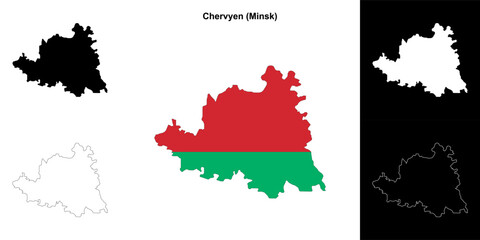Chervyen district outline map set