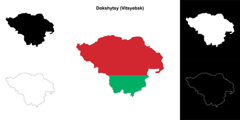 Fototapeta premium Dokshytsy district outline map set