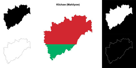 Fototapeta premium Klichaw district outline map set