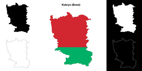 Kobryn district outline map set