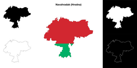 Navahradak district outline map set