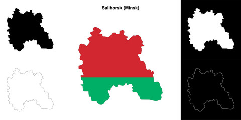 Fototapeta premium Salihorsk district outline map set
