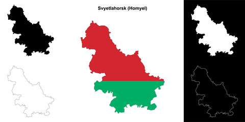 Fototapeta premium Svyetlahorsk district outline map set