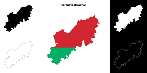 Voranava district outline map set