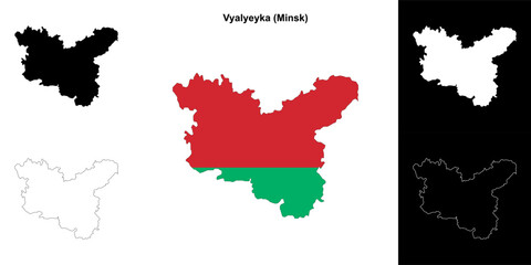Vyalyeyka district outline map set
