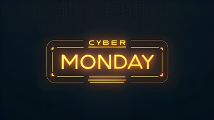 Obraz premium Gold 'CYBER MONDAY' Neon Sign on an elegant Dark Background