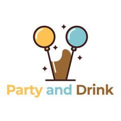 party and drink flat minimalist logo design