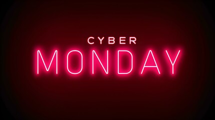 Light Red 'CYBER MONDAY' Neon Sign on an elegant Dark Background