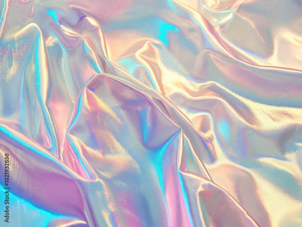 Aufkleber shimmering holographic surface ripples with prismatic light. pearlescent white backdrop transforms i