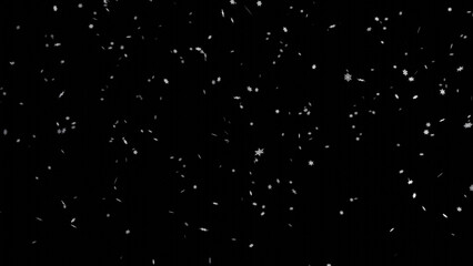 Falling snowflakes on black background. Snowfall on black background.