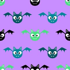 Halloween animals seamless bats vampire pattern for wrapping paper and fabrics