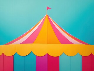 a circus-themed frame background featuring a vibrant circus tent and playful colors, designed with ample copy space to evoke the excitement and fun of a lively carnival atmosphere