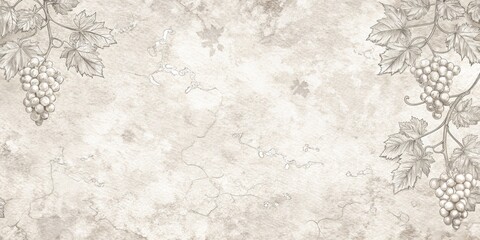 Elegant Vintage Grape Vine Sketch Background with Space for Text &ndash; Ideal for Blogs, Websites, Invitations, and Stationery &ndash; Subtle Beige and Gray Tones for Rustic, Antique Design Projects