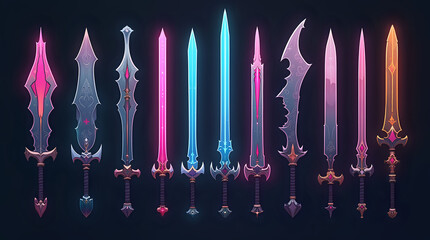 fantasy swords with glowing light perfect for game design