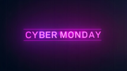 Purple 'CYBER MONDAY' Neon Sign on an elegant Dark Background