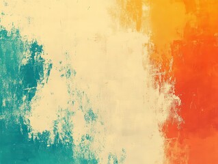 Fototapeta premium a vibrant gradient background merges orange, teal, beige, and yellow hues, creating a noisy, textured visual effect ideal for poster or banner design