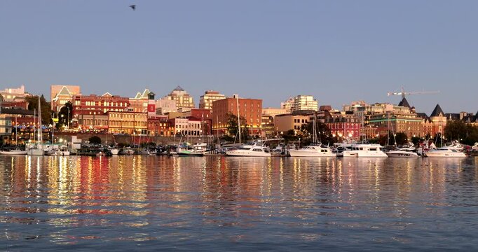Victoria British Columbia downtown city skyline over the harbour urban landscape and waterfront scenery