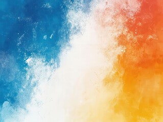 Naklejka premium abstract textured background blending retro grain noise with vibrant orange, blue, white, and yellow colors, creating a visually striking gradient perfect for web banners or posters