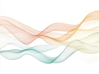 Fototapeta premium abstract wavy lines in soft pastel shades on a white background, creating an airy and modern feel, perfect for a sleek design project