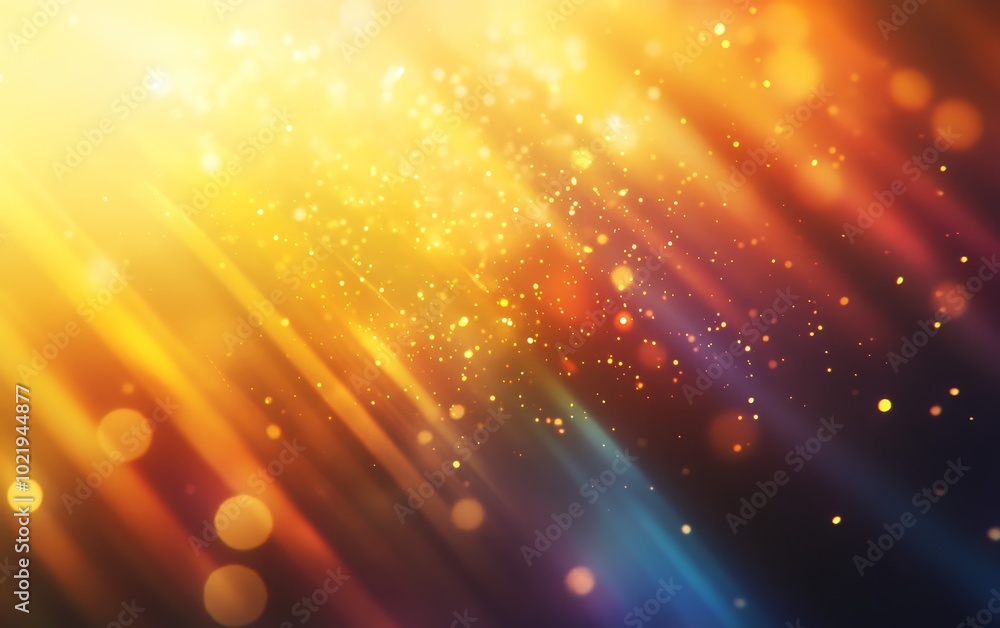 Poster a vibrant abstract background with shimmering lights and colorful rays, perfect for design projects.