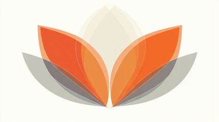  An orange and white flower on a white background with a shadow in the center