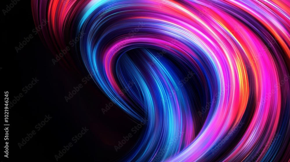 Poster a vibrant swirl of colorful light patterns creating a dynamic, abstract design.