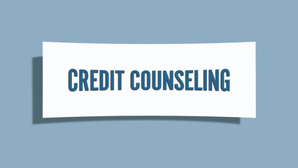 Credit Counseling. A card isolated on blue background.