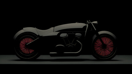 Fototapeta premium Isolated chrome motorcycle wheel with red spokes against a black background futuristic motorcycle