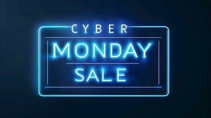 Fototapeta premium Glowing Blue 'CYBER MONDAY SALE' Neon Sign in a Luxurious Setting