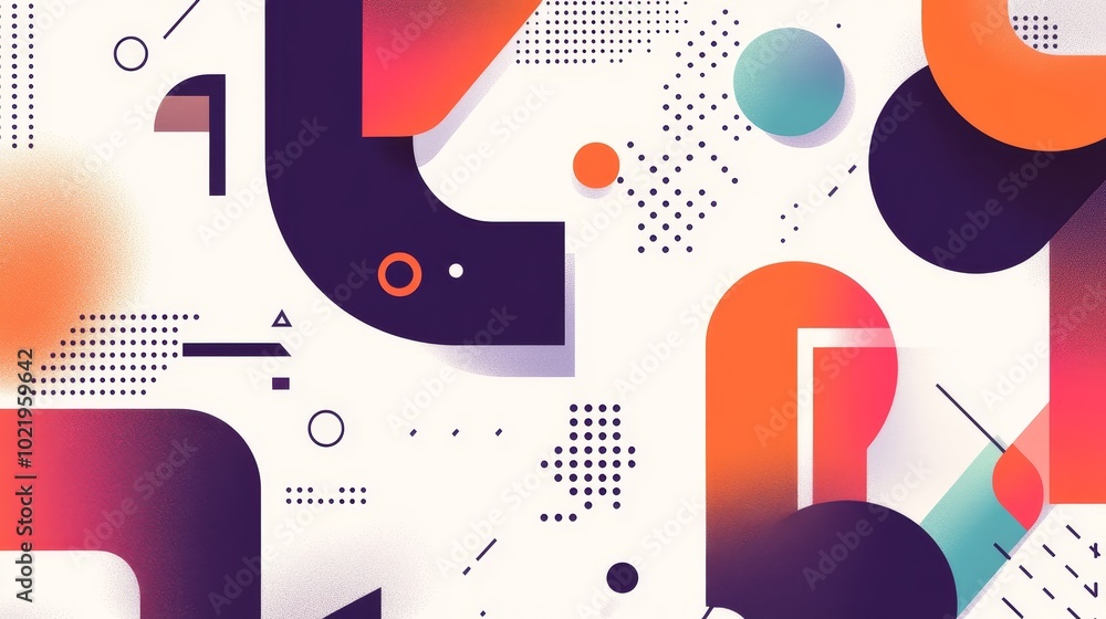 Poster abstract geometric design featuring colorful shapes and patterns for modern visuals.