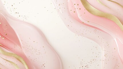 Obraz premium A soft, abstract design featuring pink waves and golden accents, ideal for backgrounds or elegant designs.