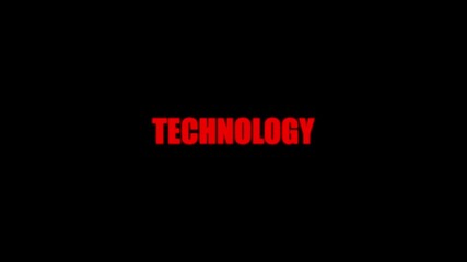 Technology word overlay with digital glitch ,technology text flickering animation on black background - Powered by Adobe