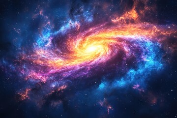Fototapeta premium A vibrant, swirling galaxy with a bright core, surrounded by a sea of stars.