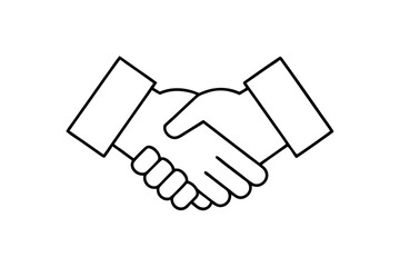 handshake line art isolated on white
