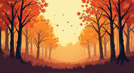 sunset in the forest