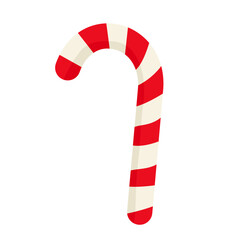Christmas candy cane illustration. Red and white striped holiday sweet. Isolated on white background