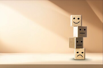 Wooden blocks with happy face symbol