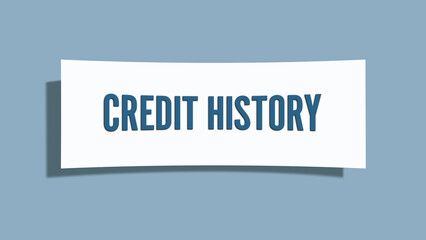 Credit History. A card isolated on blue background.