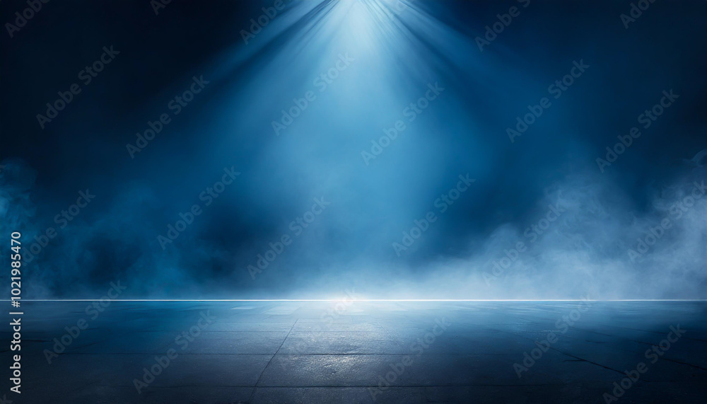 Poster a mysterious spotlight illuminates a dimly lit stage with fog covering the ground, creating an atmos