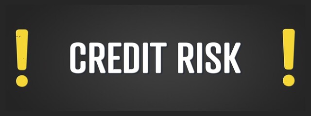 Credit Risk. A blackboard with white text. Illustration with grunge text style.