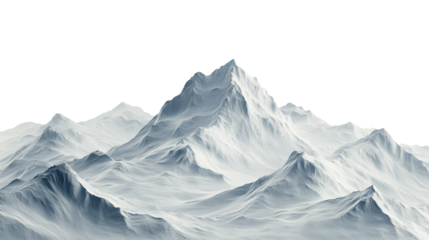 The mountain range is covered in snow and he is very tall , isolated on a transparent background
