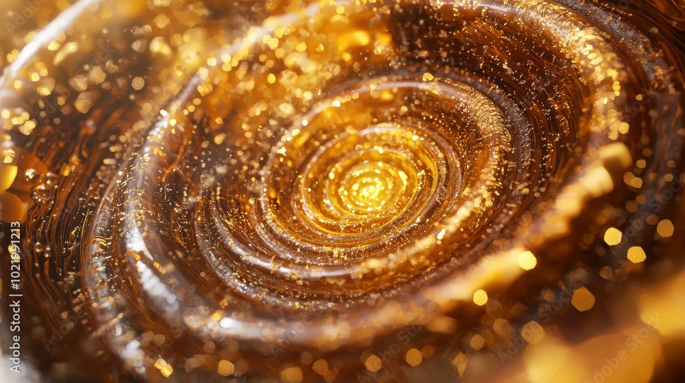 Canvas Prints a microscopic look inside a vat of mead where you can see spirals of golden bubbles and ripples with