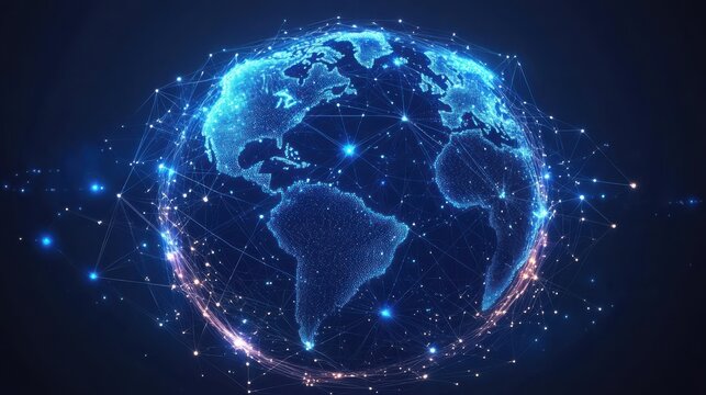 Global network connection concept. Big data visualization. Social network communication in the global computer networks. Internet technology. Business. Science. Vector illustration.