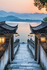 Fototapeta premium sunset at the temple