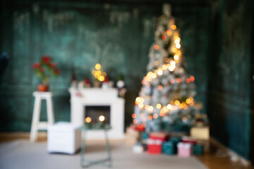 christmas decorations and tree in a living room