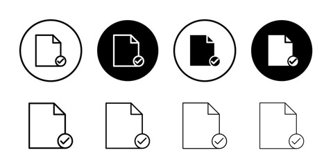 Document accepted icon Black and white outline vector