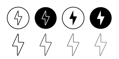 Flash icon Black and white outline vector