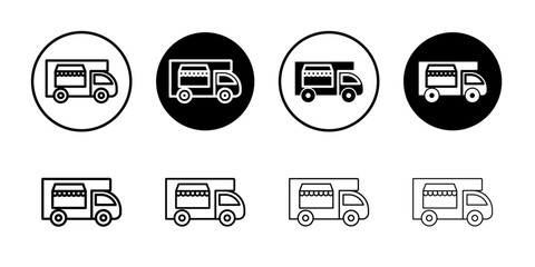 Food truck icon Black and white outline vector