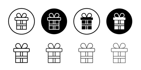 Gift box icon Black and white outline vector