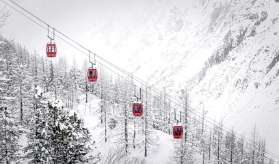Cable Car Ascending to Mer de Glace, Mont Blanc Massif in Chamonix, France © GBSPhotography